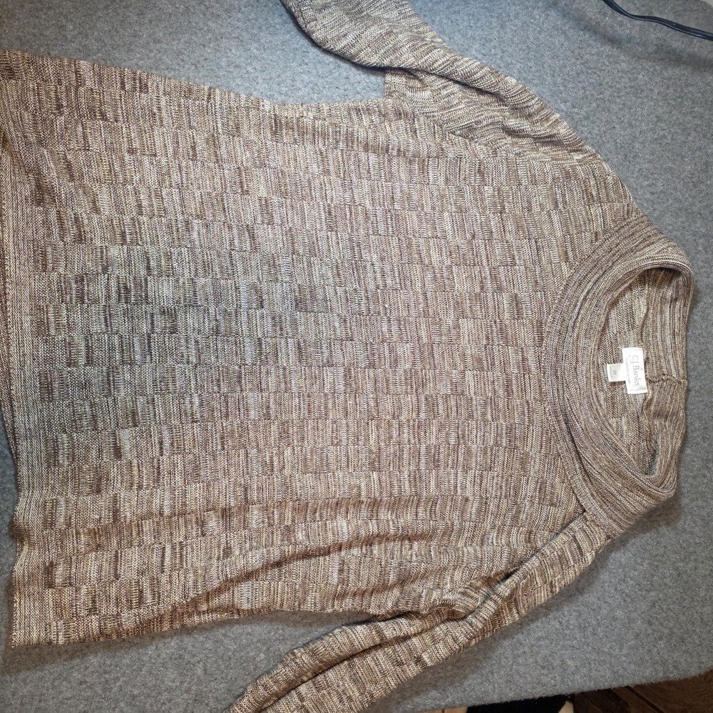CJ Banks brown beige marled knit sweater  comfortable cowl neck 3x Made USA P1